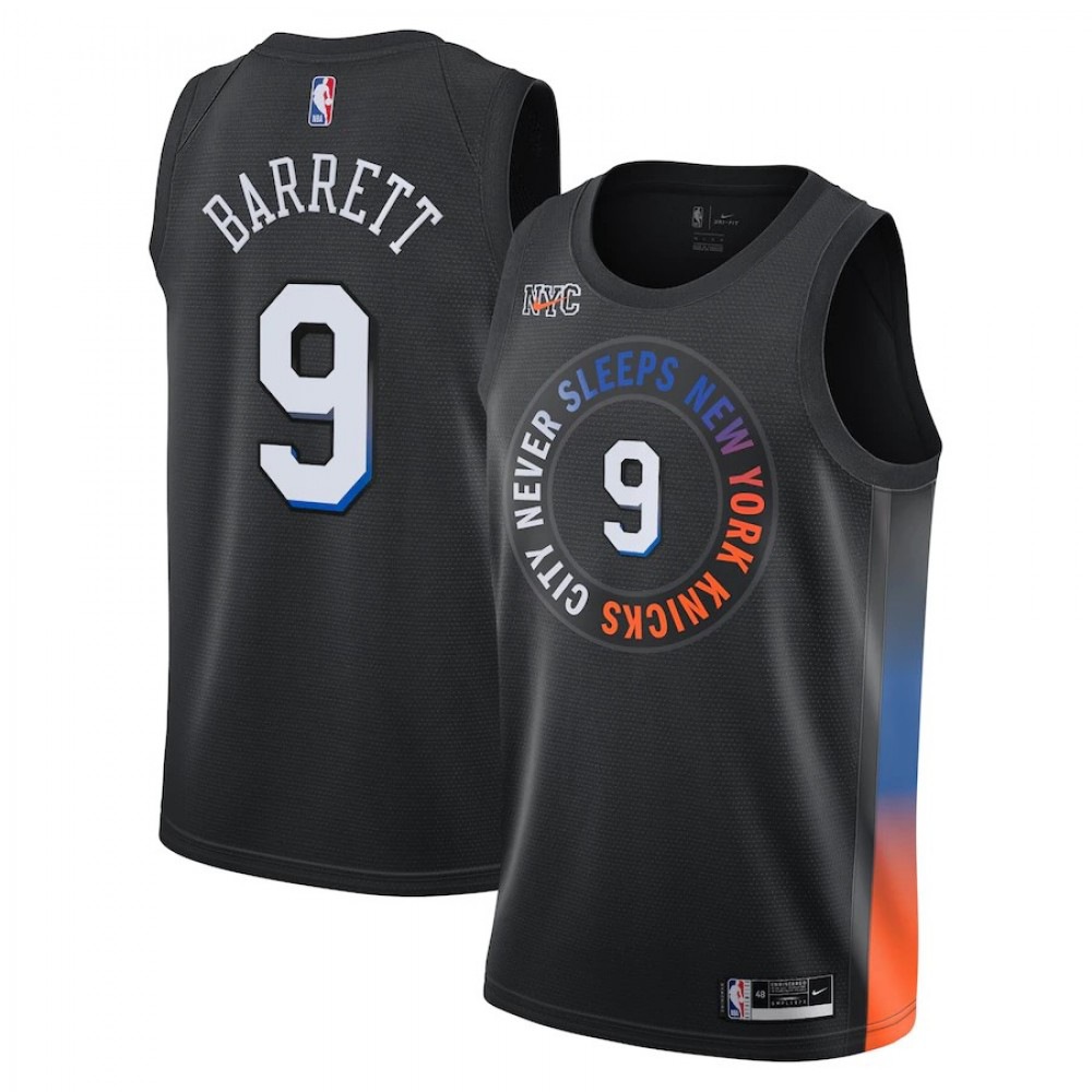 Men's New York Knicks RJ Barrett #9 Black 2020/21 Swingman Jersey - City Edition-Pro Kit Vault | Brand New 26/27 Sports Jerseys